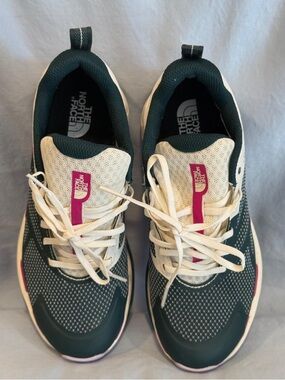 The North Face Women’s Dark Green & Cream Trail Runners with Pink Accent